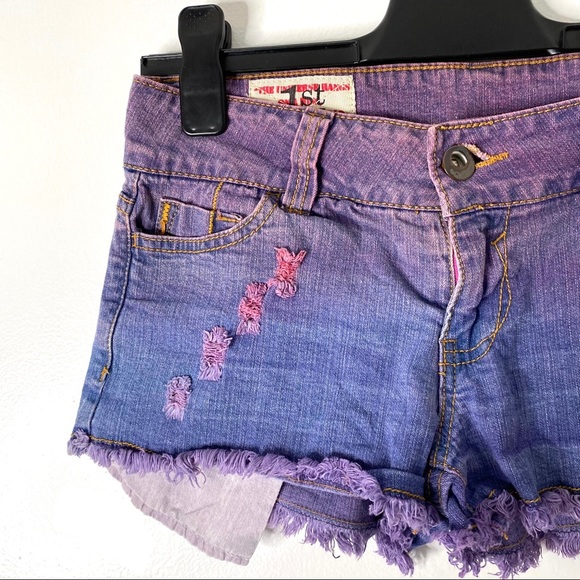 Purple Blue Tie Dye Jean Shorts - Picture 2 of 6